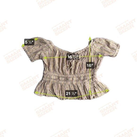 Free People Vivi‎ Smocked Peasant Top Womens M Milk maid Tie Blouson Puff Sleeve - Picture 2 of 7